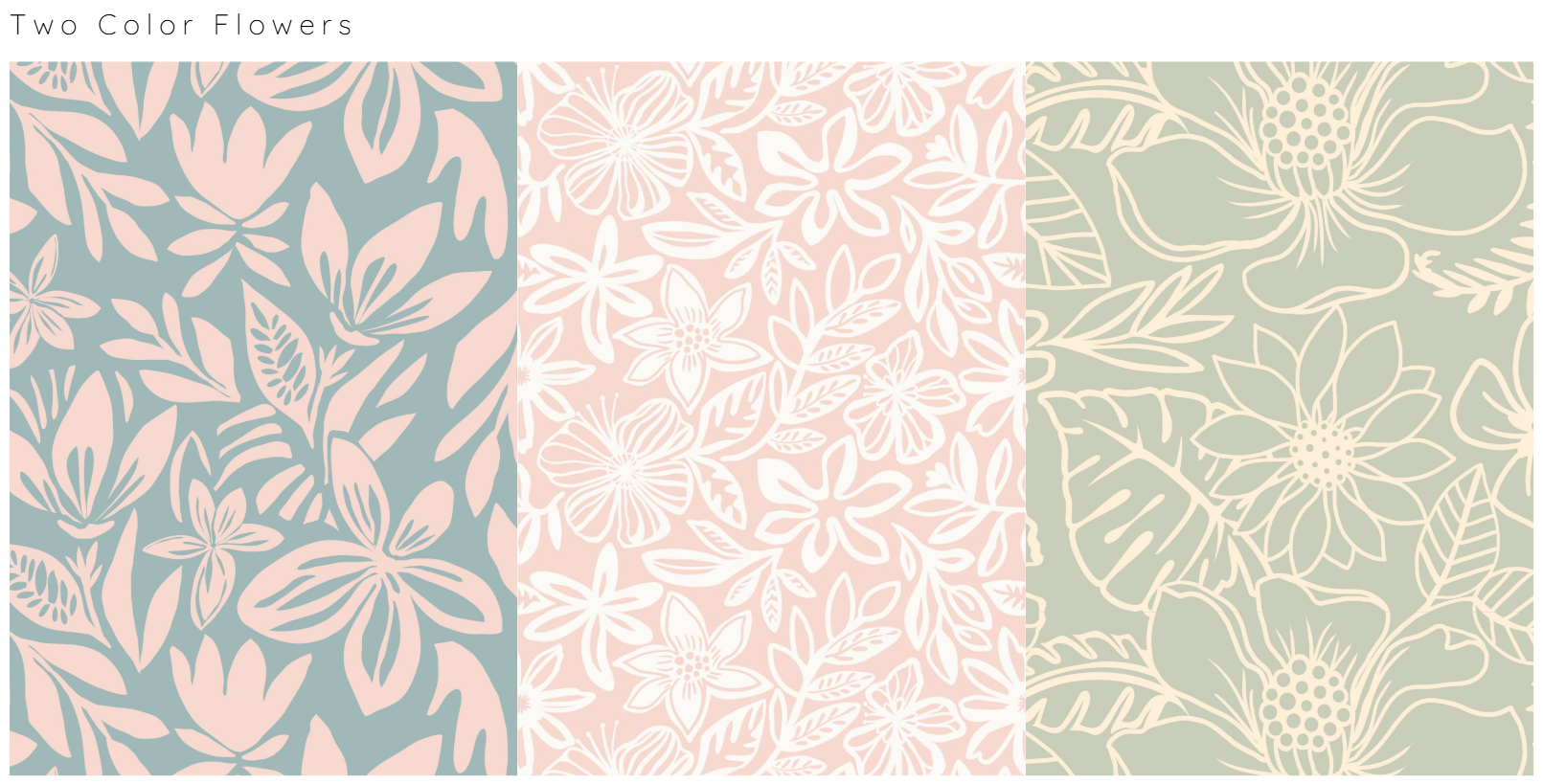 Two Color Flowers — Reduced Palette Floral Prints by Micu Studio