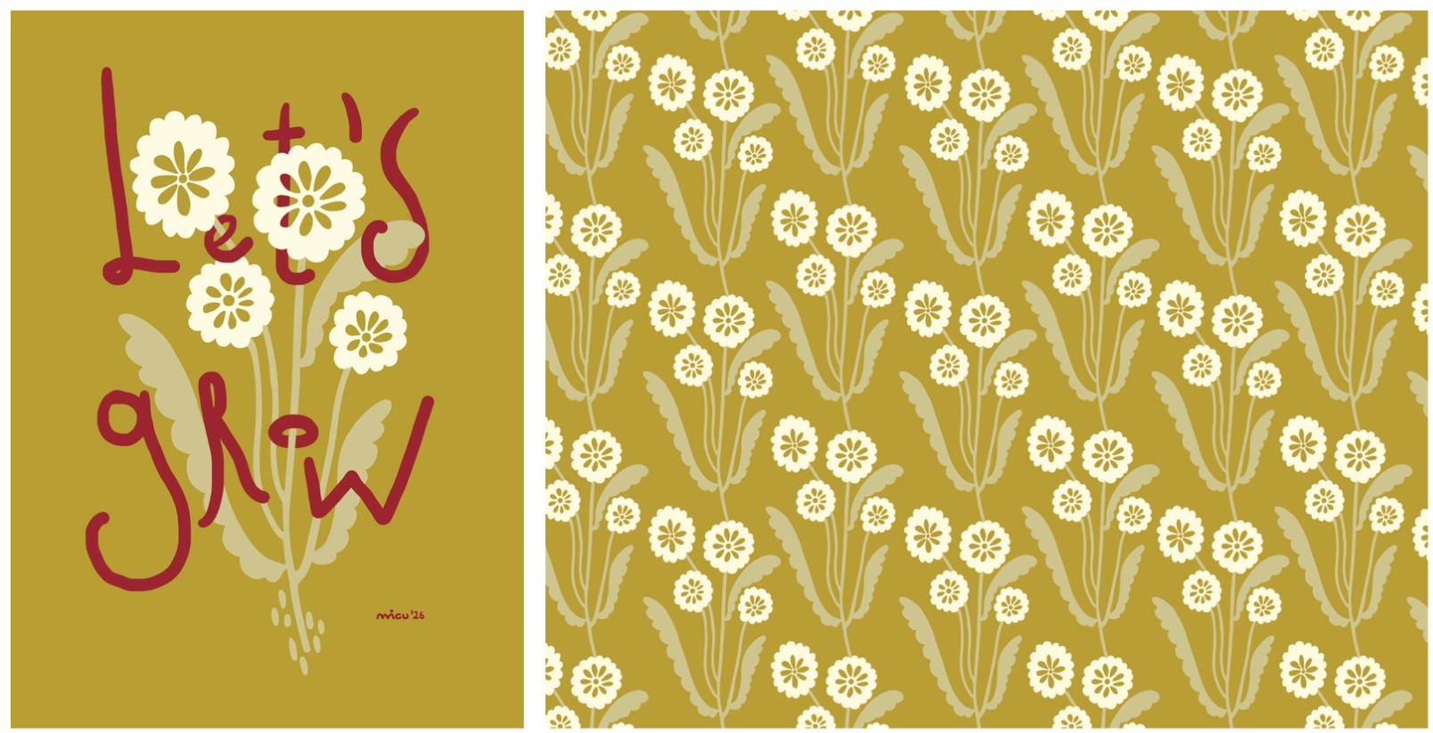 Let's Grow — Typography & Repeat Pattern by Micu Studio