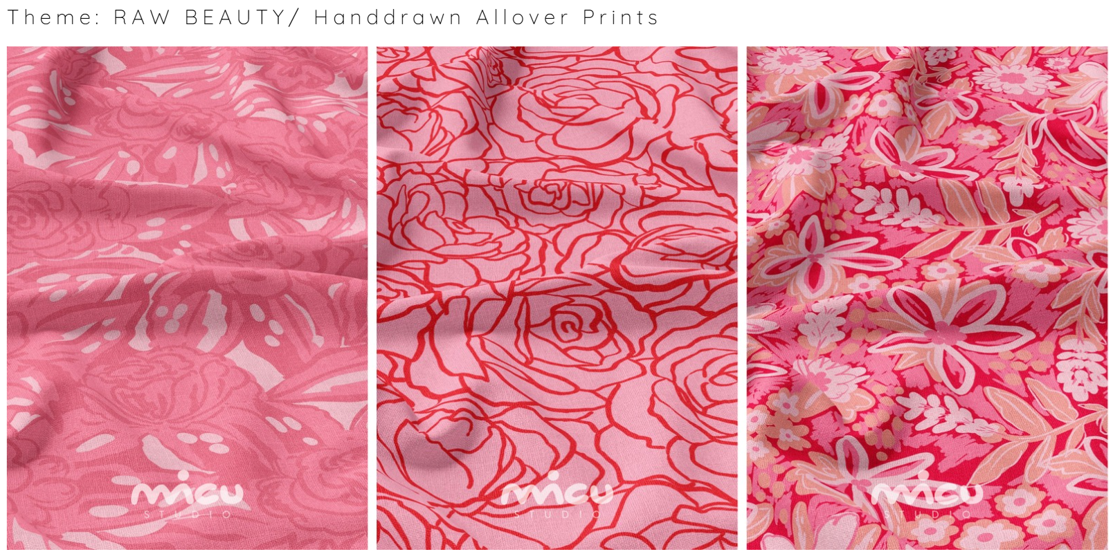 Raw Beauty — Pinks — Handdrawn Allover Prints by Micu Studio