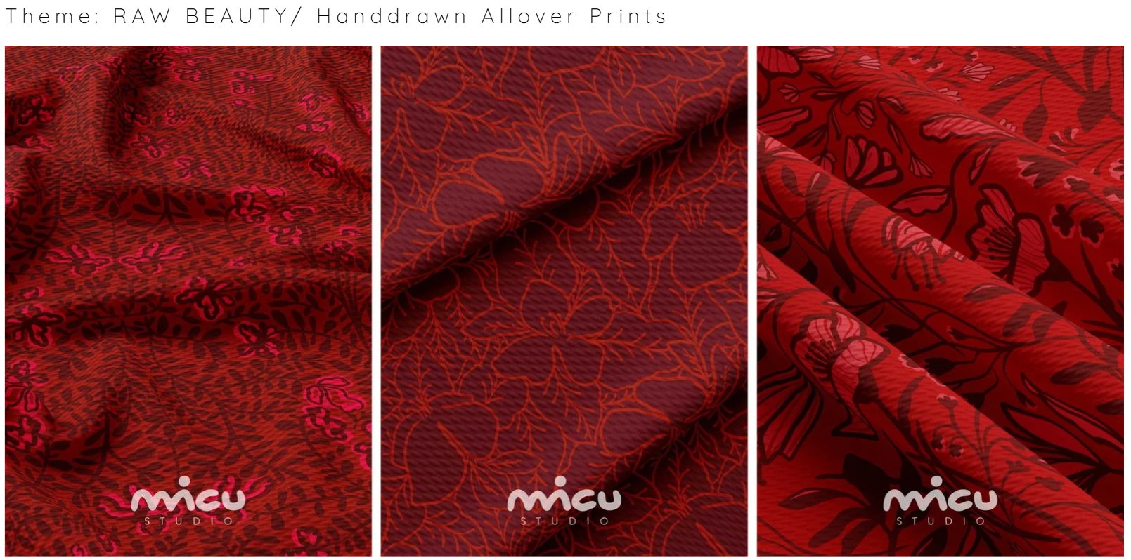 Raw Beauty — Reds — Handdrawn Allover Prints by Micu Studio
